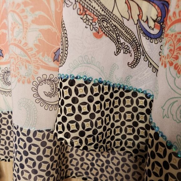 Soft Surroundings Womens Silky Paisley Sequin Detail Kimono Large - Picture 3 of 5